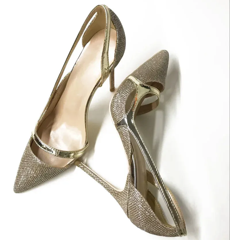 10cm champagne gold Women's Side  high heels high heels