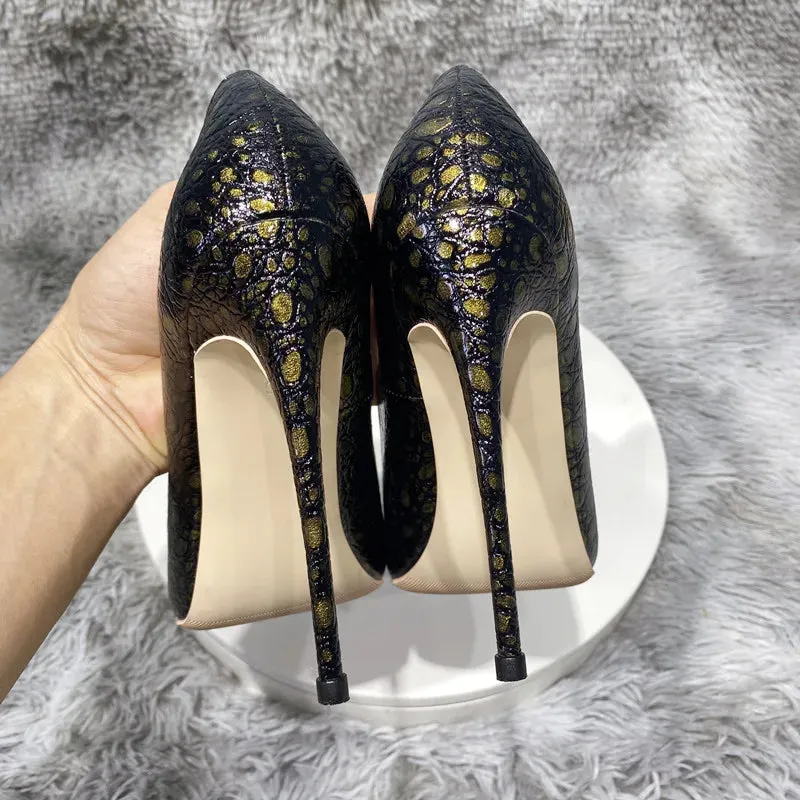 12cm classic synthetic leather shoes high heels