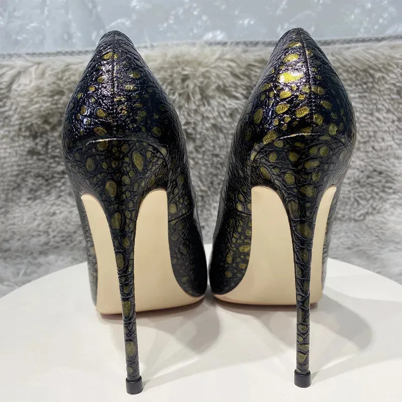 12cm classic synthetic leather shoes high heels