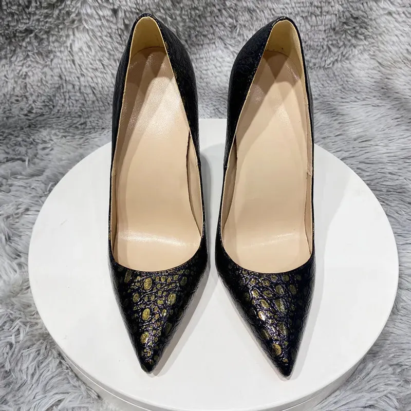 12cm classic synthetic leather shoes high heels