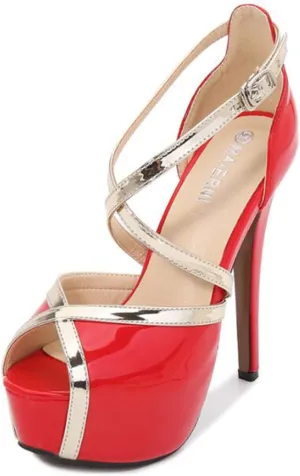 14CM/5.5IN Women's Sandals Round Toe Platform Cross Strap Fish Mouth Stiletto Sandals Sexy Catwalk Show Nightclub Fashion Sandals