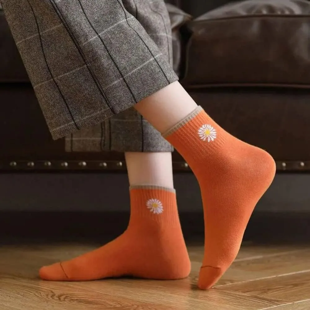 6/12 Pairs Womens Daisy Socks Vintage Patterned Crew Novelty Ankle Cute Floral Casual Dress Socks