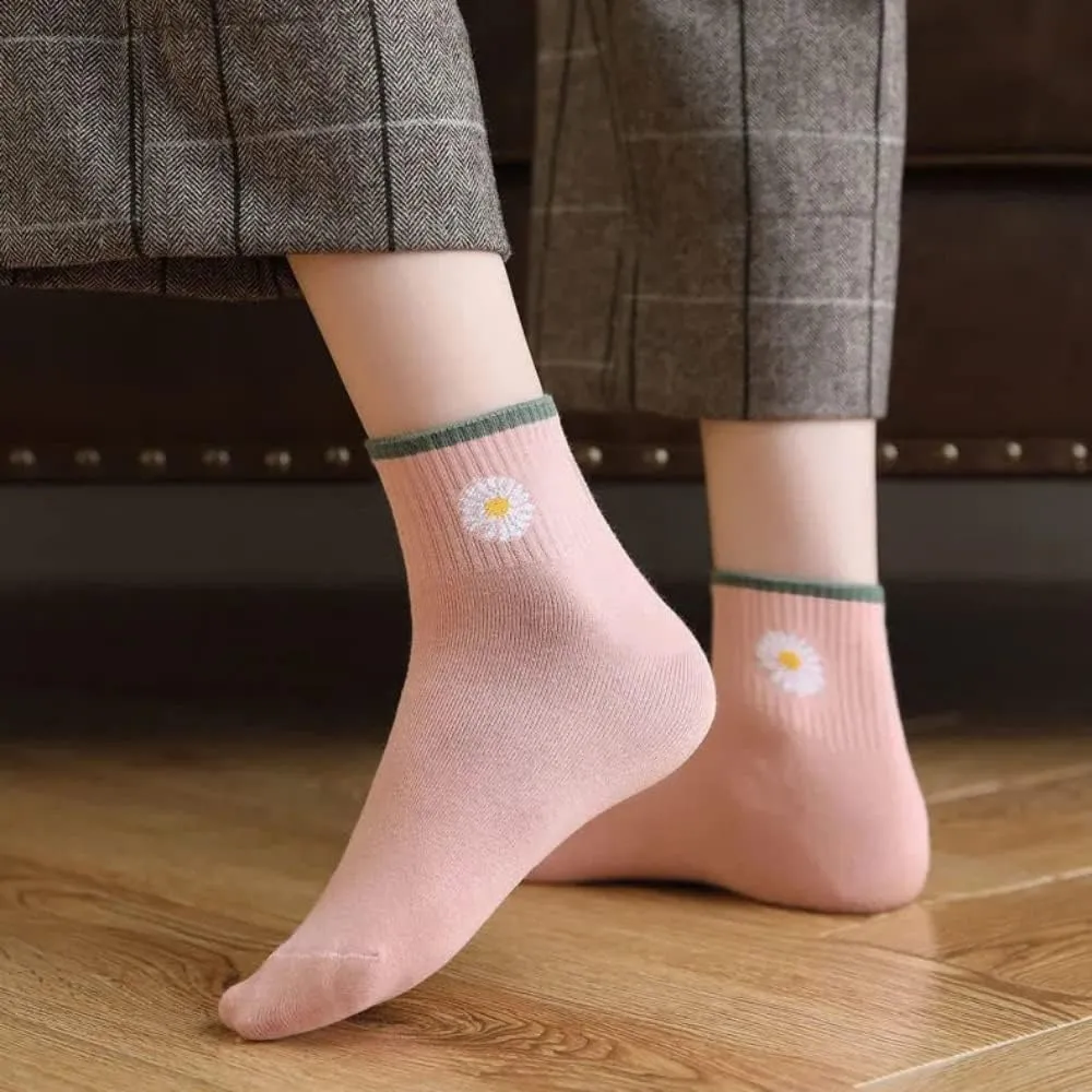 6/12 Pairs Womens Daisy Socks Vintage Patterned Crew Novelty Ankle Cute Floral Casual Dress Socks