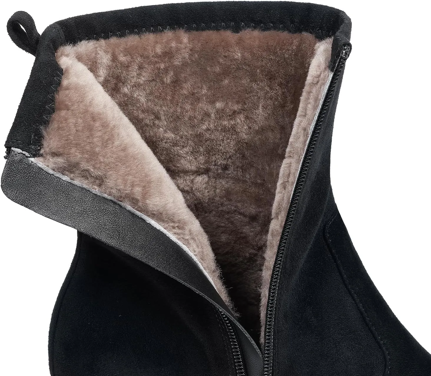 7or9 Women Mid Heel Ankle Bootie Lug Sole Chelsea Fashion Go Go Boots Knee-high Boots Wool Chunky Block Heel - Black & Brown