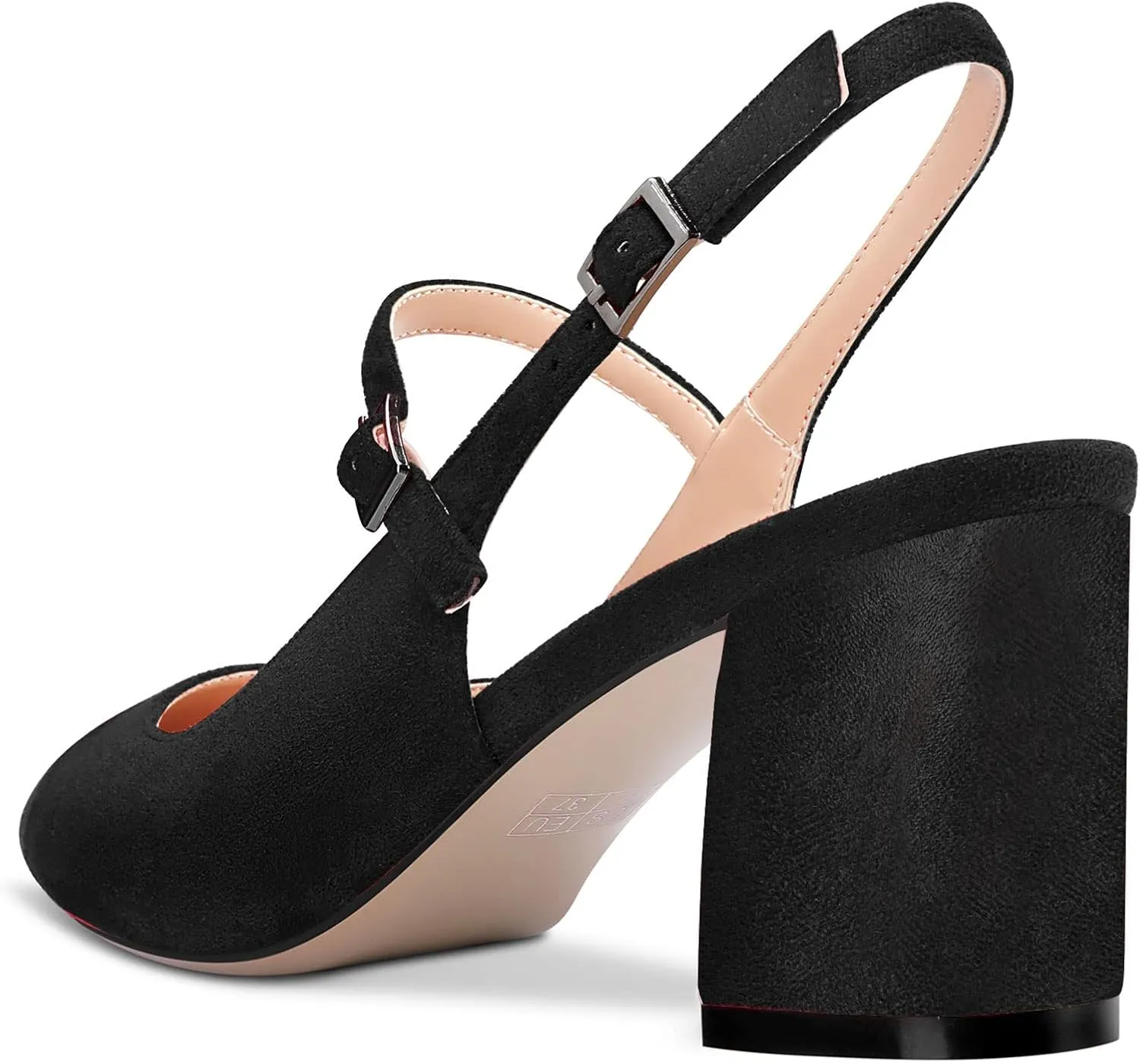 Aachcol Women Pumps Pointed Toe Ankle Strap Mary Jane Slingback Chunky Block Mid Heel Dress Shoes Suede Office Wedding Shopping 2.6 Inches