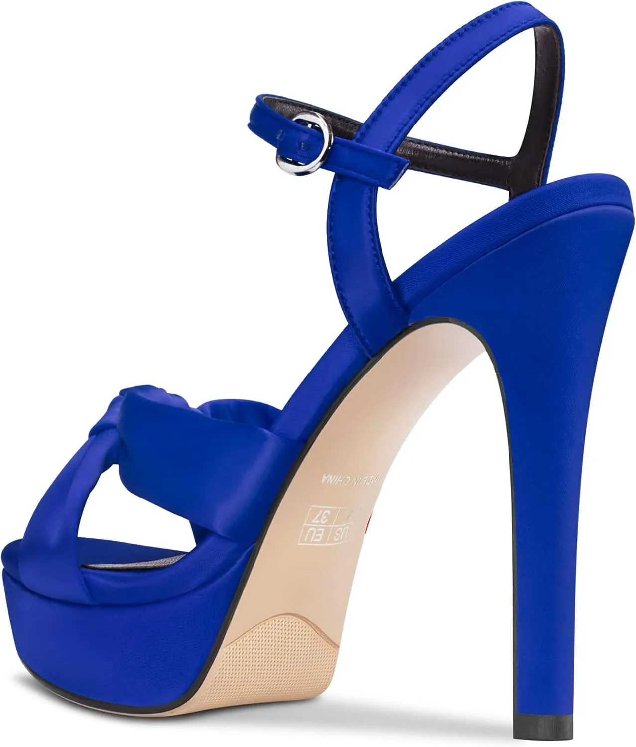 Aachcol Women Sandals Platform Peep Open Toe Ankle Strap Slingback Stiletto High Heel Dress Shoes Pumps Wedding Satin 5 Inch