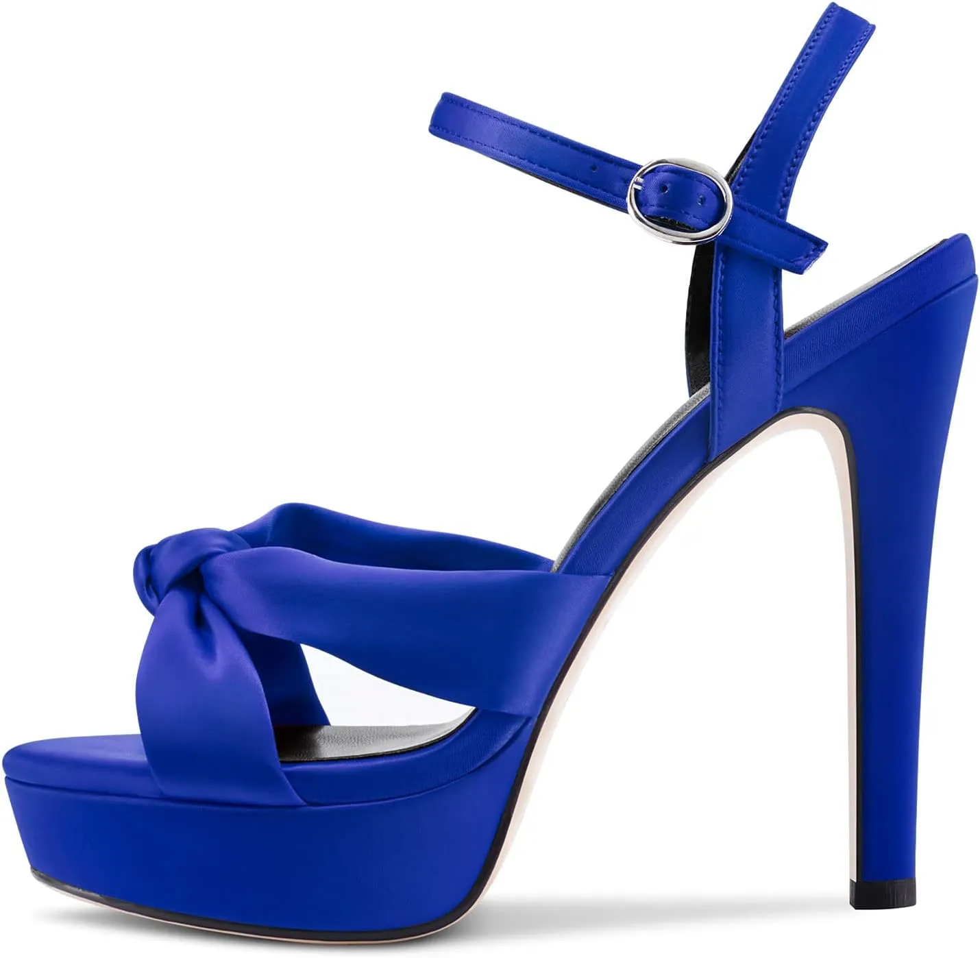 Aachcol Women Sandals Platform Peep Open Toe Ankle Strap Slingback Stiletto High Heel Dress Shoes Pumps Wedding Satin 5 Inch