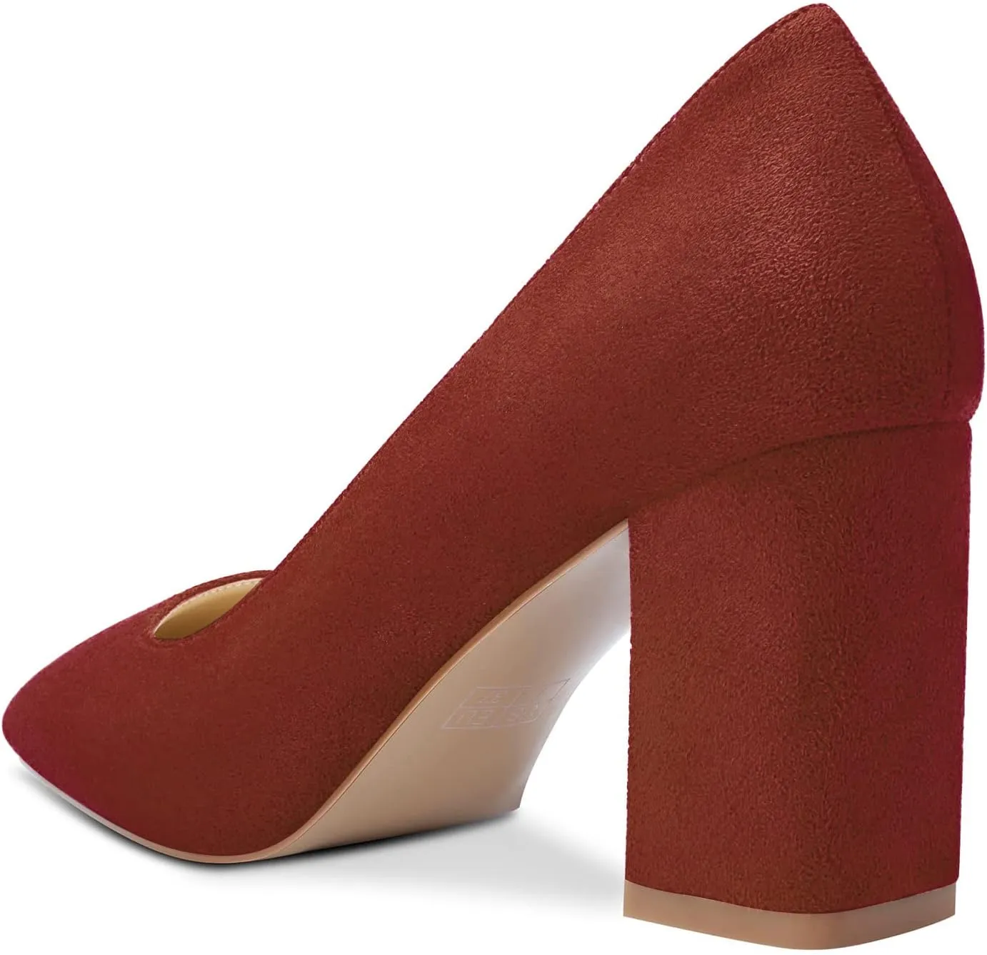 Aachcol Womens High Heels Pumps Chunky Block Mid Heel 8CM Square Toe Slip-on Dress Shoes Wedding Office Cute 3 Inch