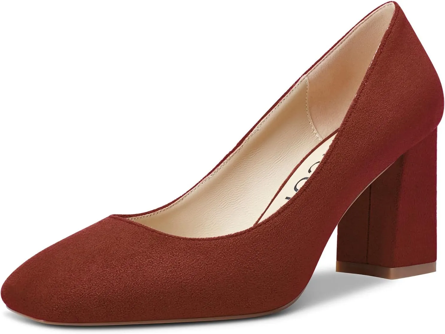 Aachcol Womens High Heels Pumps Chunky Block Mid Heel 8CM Square Toe Slip-on Dress Shoes Wedding Office Cute 3 Inch