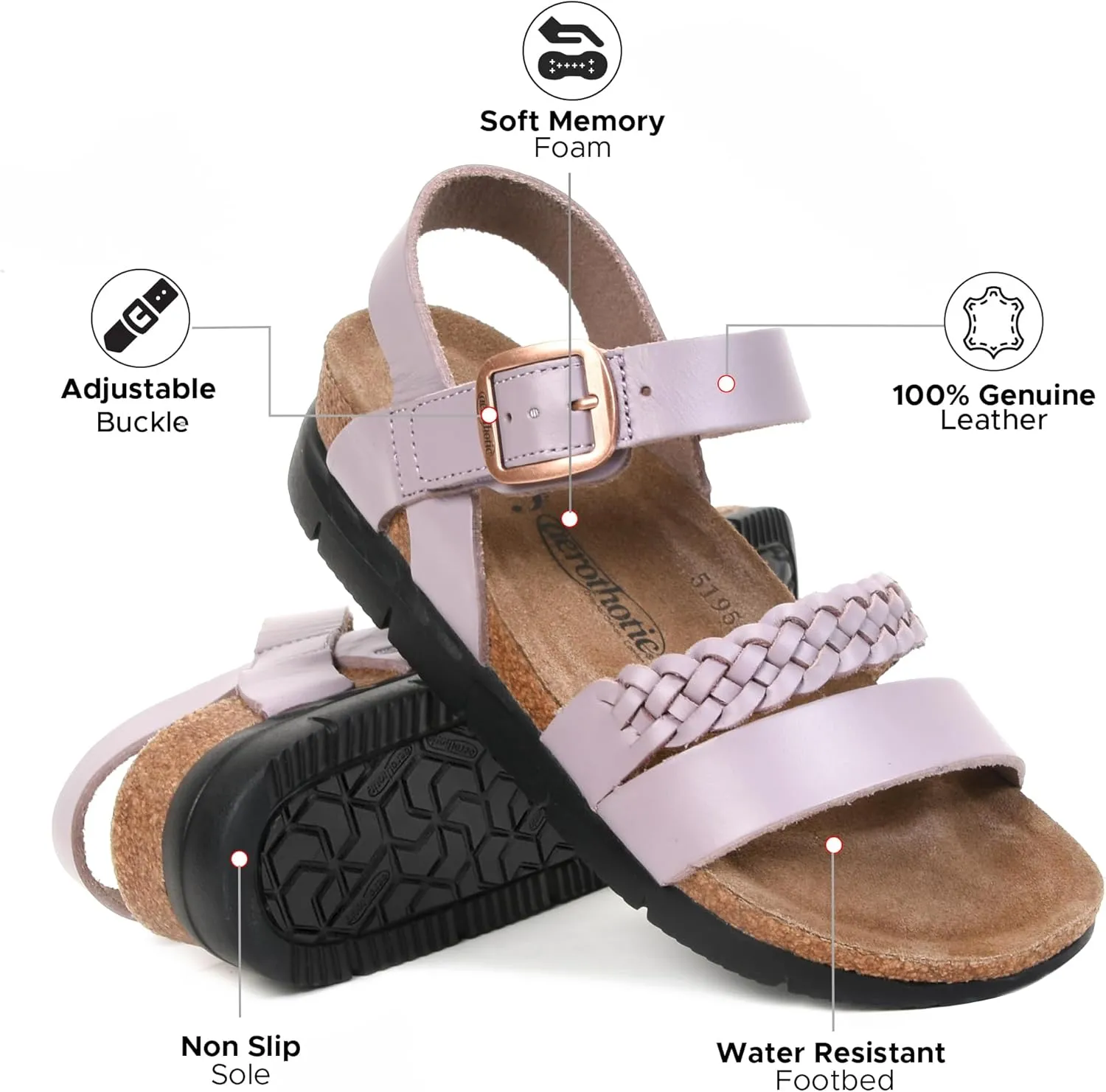 AEROTHOTIC Leather Platform Sandals with Arch Support Braided Straps Comfortable Wedge Sandals for Women Ideal for Walking Travel and Daily Use Slingback Slip-On