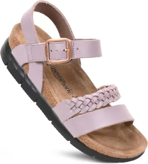AEROTHOTIC Leather Platform Sandals with Arch Support Braided Straps Comfortable Wedge Sandals for Women Ideal for Walking Travel and Daily Use Slingback Slip-On