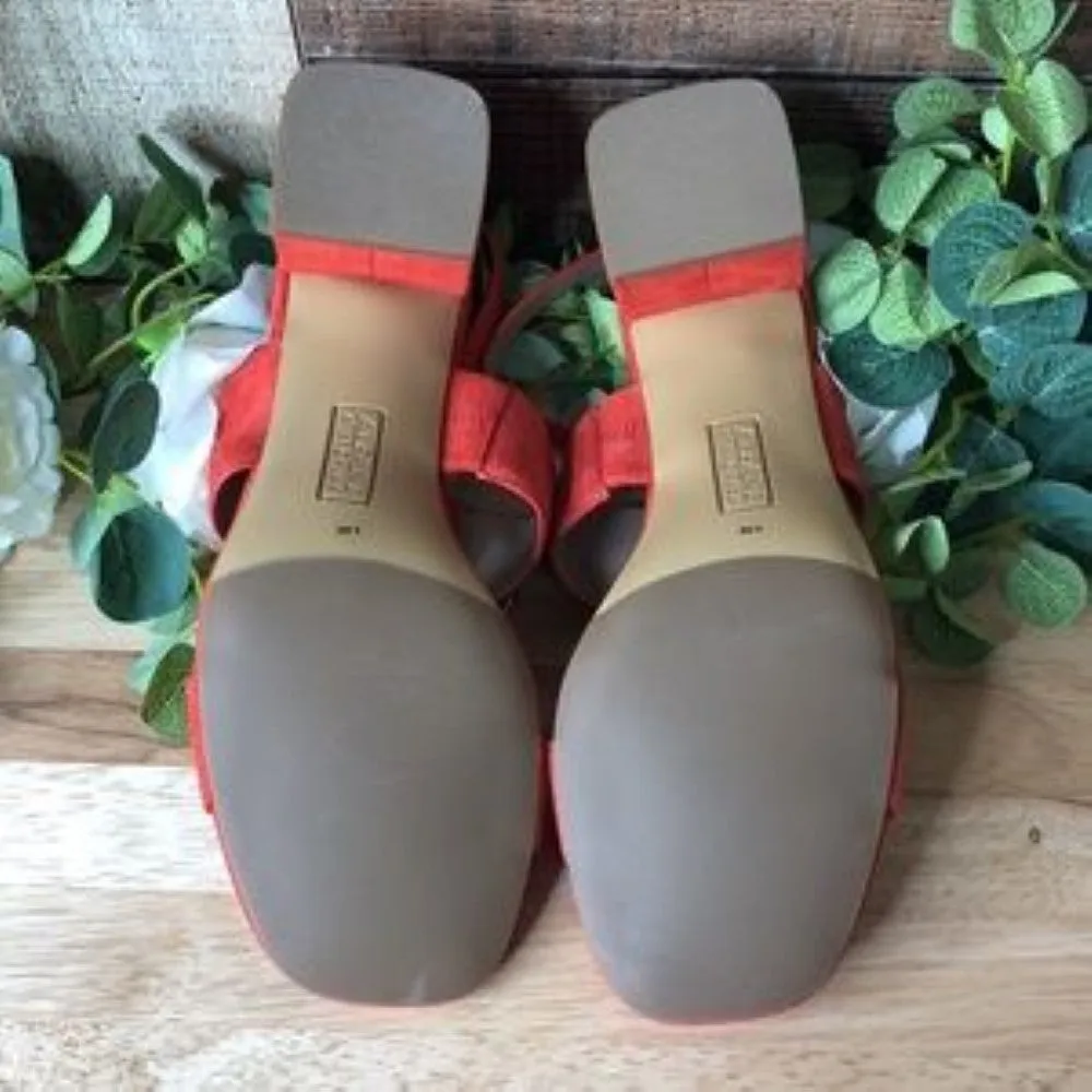 Alfani Gwenna Leather Strappy Dress Sandals Red 8.5 Medium