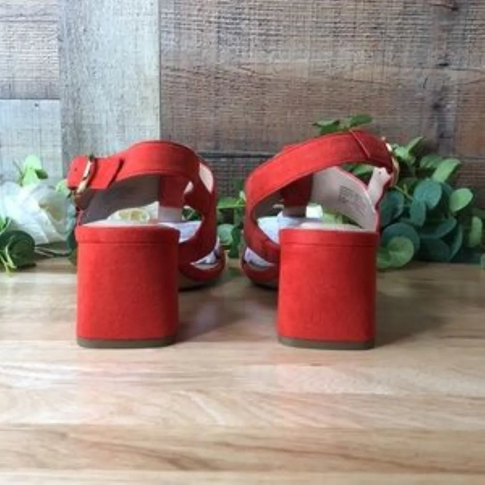 Alfani Gwenna Leather Strappy Dress Sandals Red 8.5 Medium