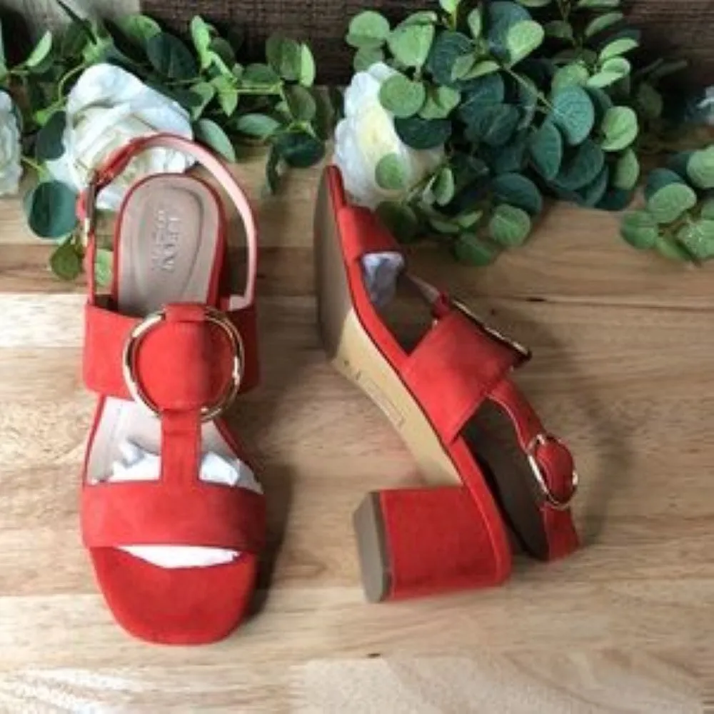 Alfani Gwenna Leather Strappy Dress Sandals Red 8.5 Medium