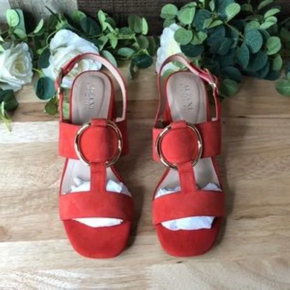Alfani Gwenna Leather Strappy Dress Sandals Red 8.5 Medium
