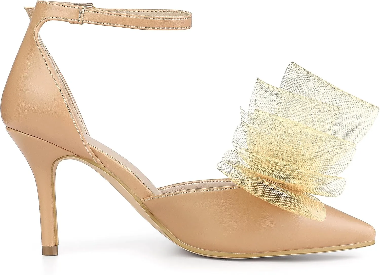 Allegra K Women's Bow Tie Ankle Strap Stiletto High Heels Pumps