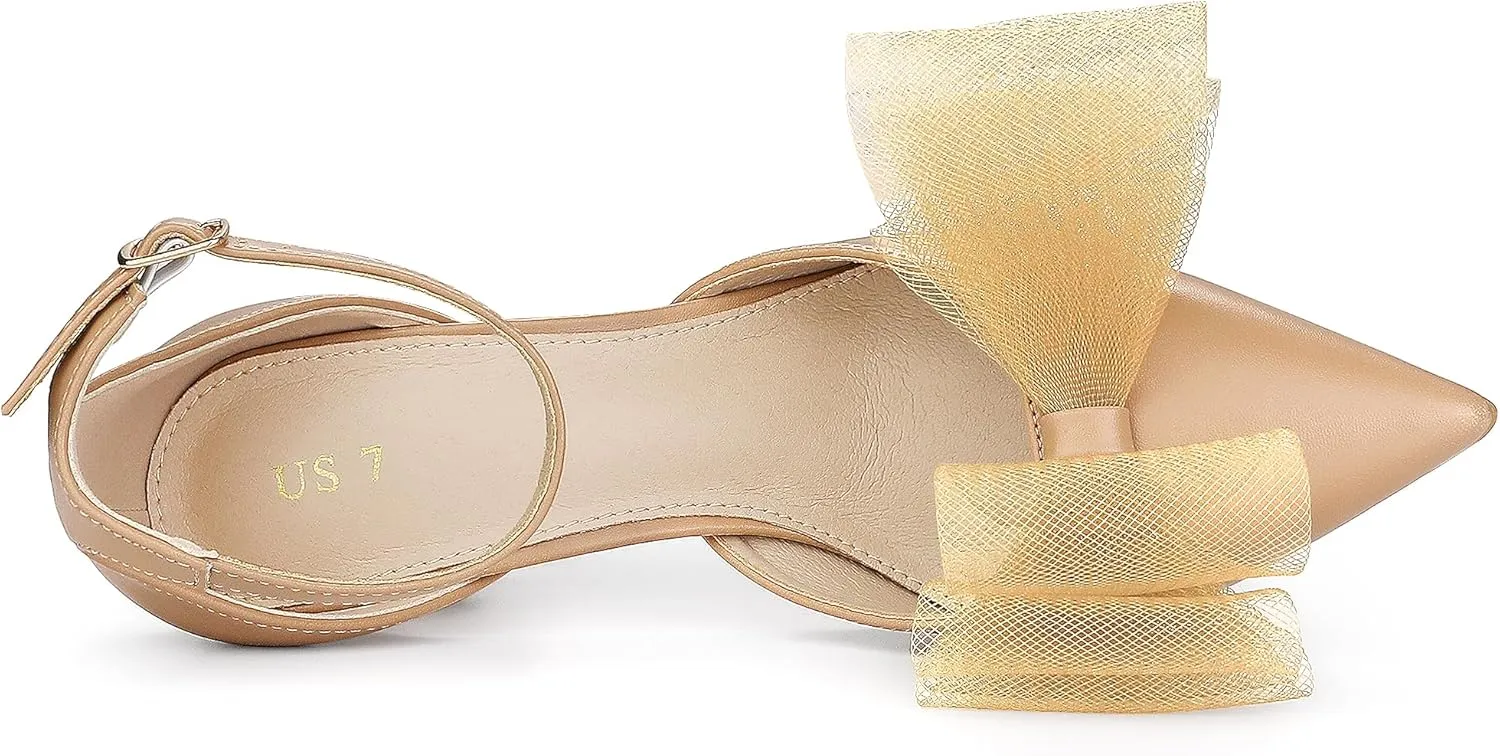 Allegra K Women's Bow Tie Ankle Strap Stiletto High Heels Pumps