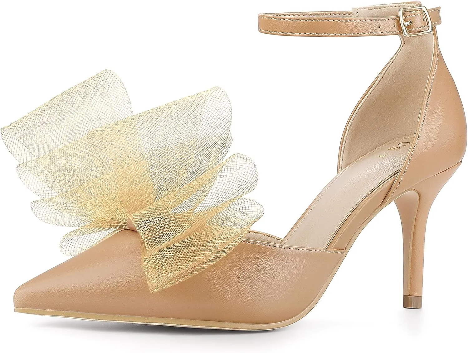 Allegra K Women's Bow Tie Ankle Strap Stiletto High Heels Pumps