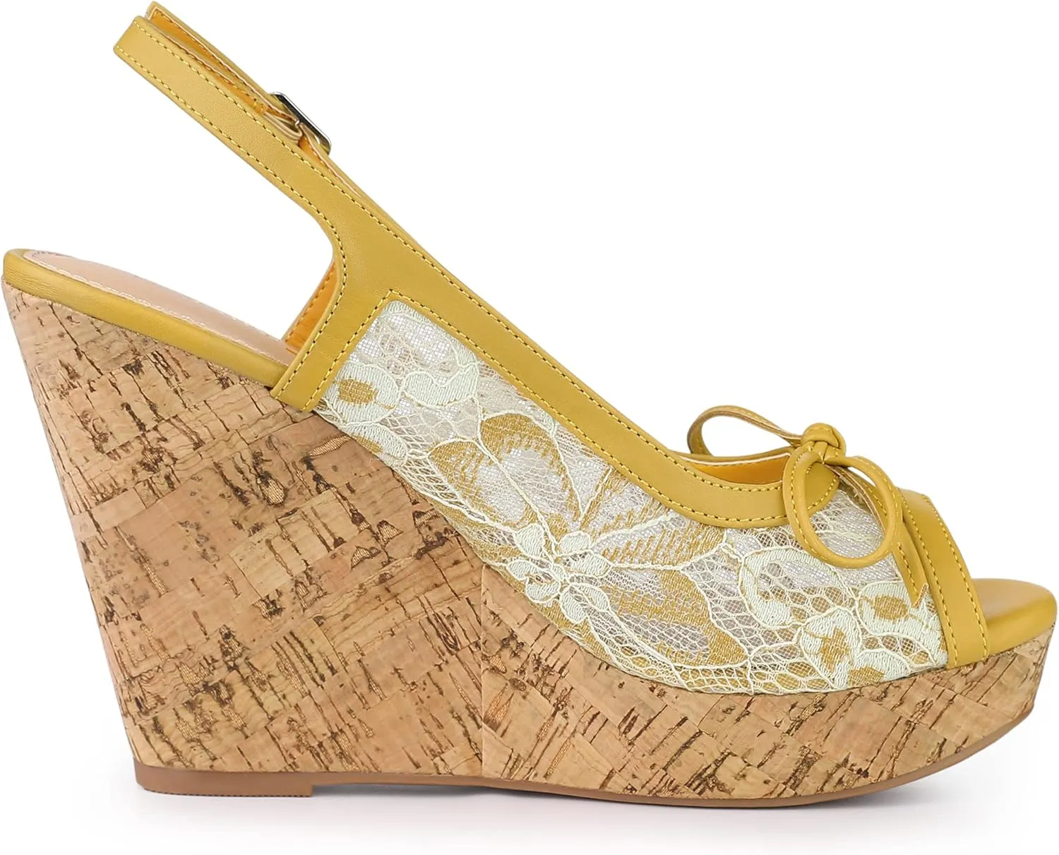 Allegra K Women's Lace Platform Wedges Wedge Heel Sandals
