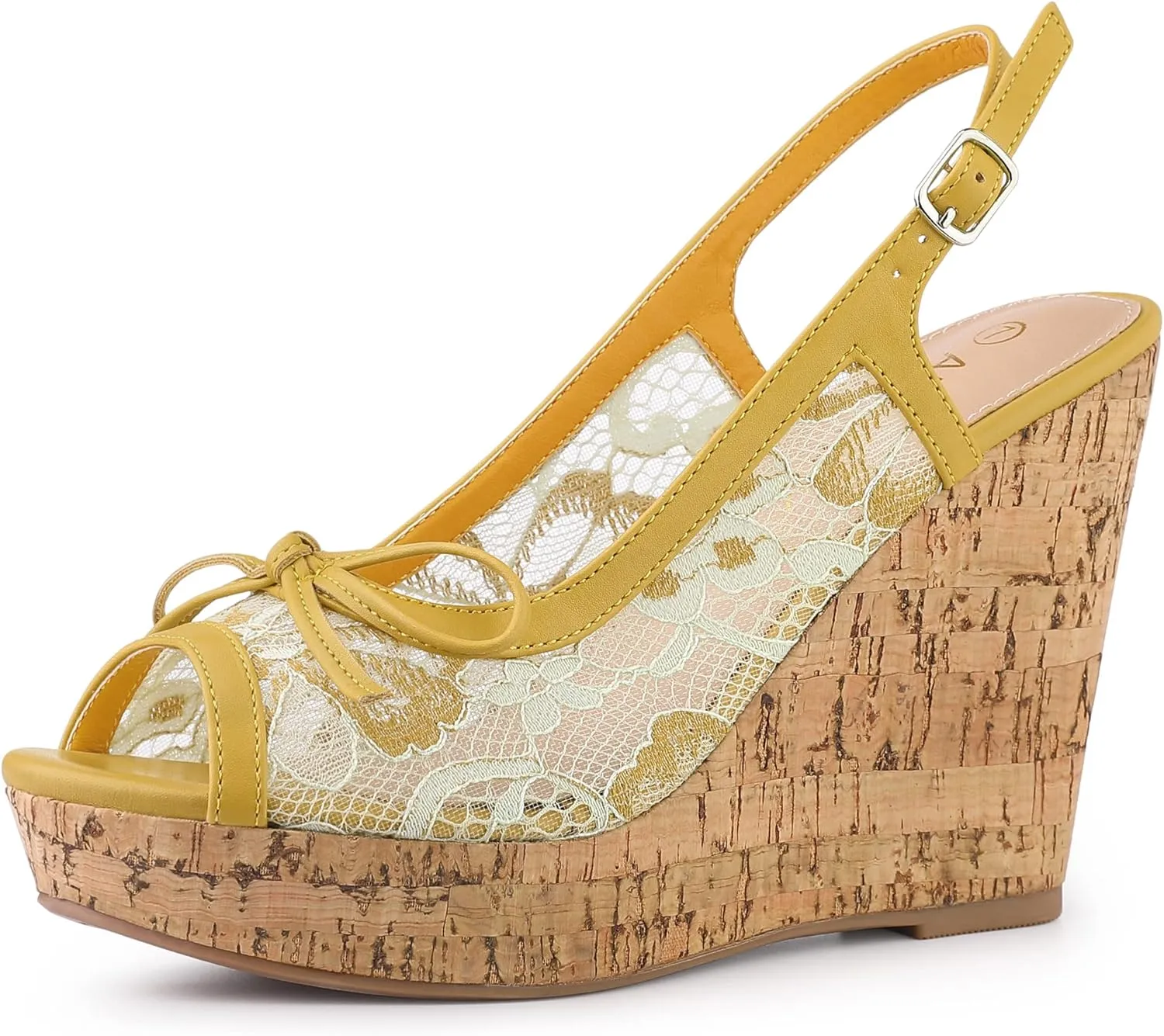 Allegra K Women's Lace Platform Wedges Wedge Heel Sandals