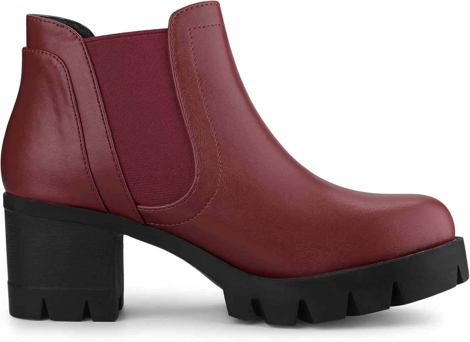 Allegra K Women's Lug Sole Chunky Heel Chelsea Ankle Boots
