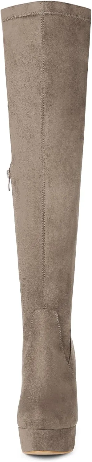 Allegra K Women's Platform Block Heel over Knee High Boots