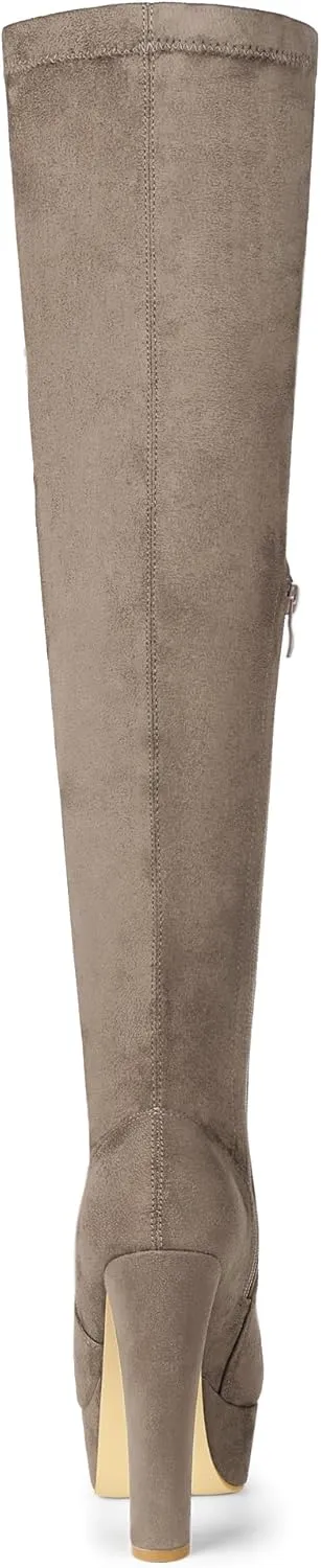 Allegra K Women's Platform Block Heel over Knee High Boots