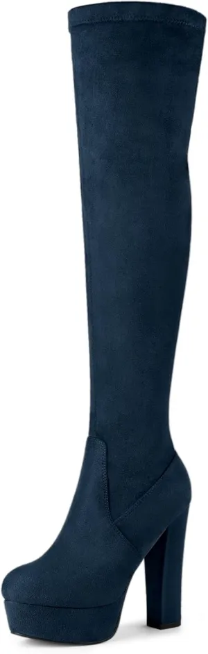 Allegra K Women's Platform Block Heel over Knee High Boots