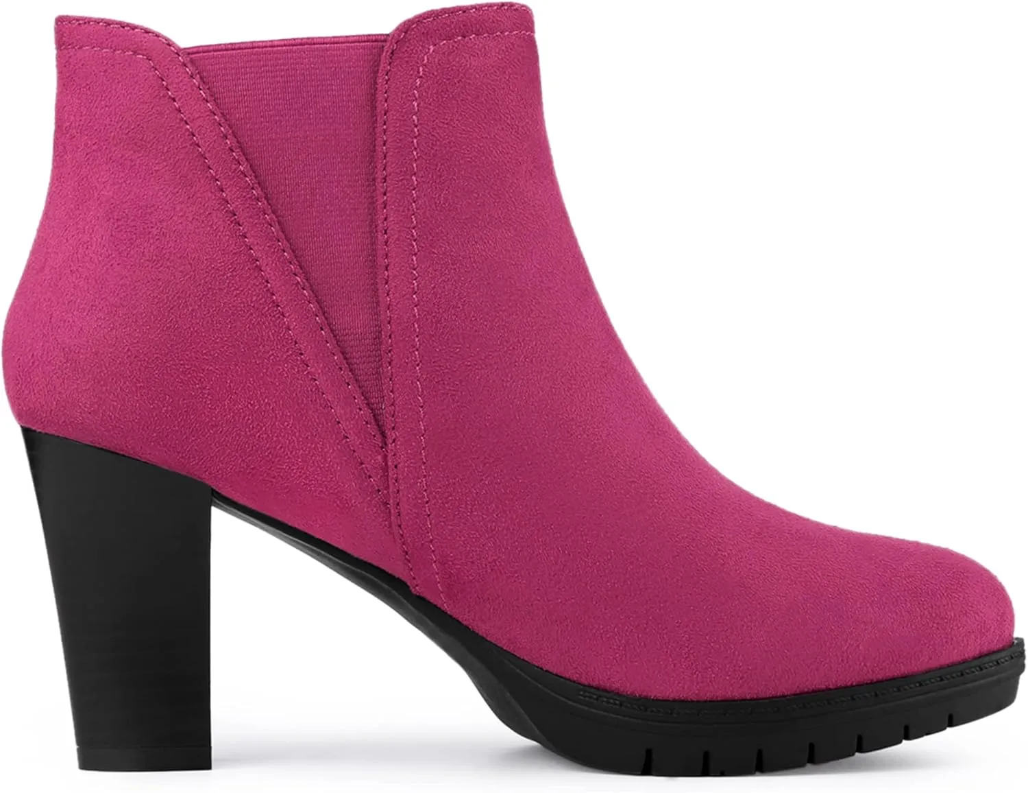 Allegra K Women's Pointed Toe Block Heel Ankle Chelsea Boots