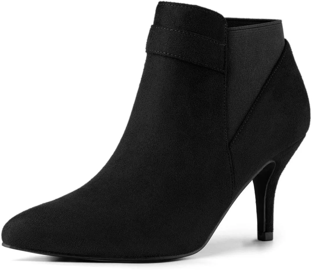 Allegra K Women's Pointed Toe Stiletto Heel Chelsea Ankle Booties