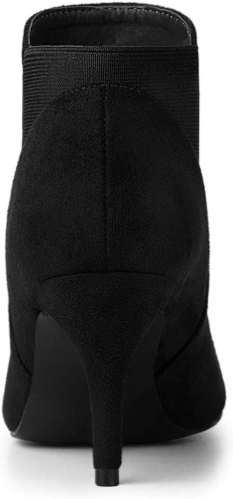Allegra K Women's Pointed Toe Stiletto Heel Chelsea Ankle Booties
