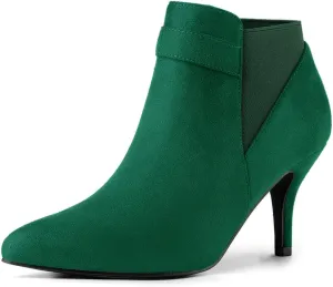 Allegra K Women's Pointed Toe Stiletto Heel Chelsea Ankle Booties