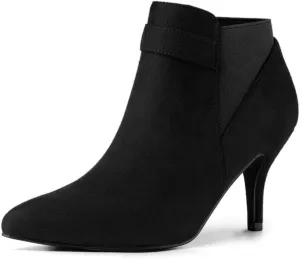 Allegra K Women's Pointed Toe Stiletto Heel Chelsea Ankle Booties