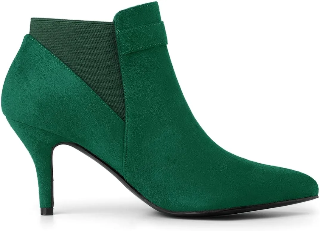 Allegra K Women's Pointed Toe Stiletto Heel Chelsea Ankle Booties