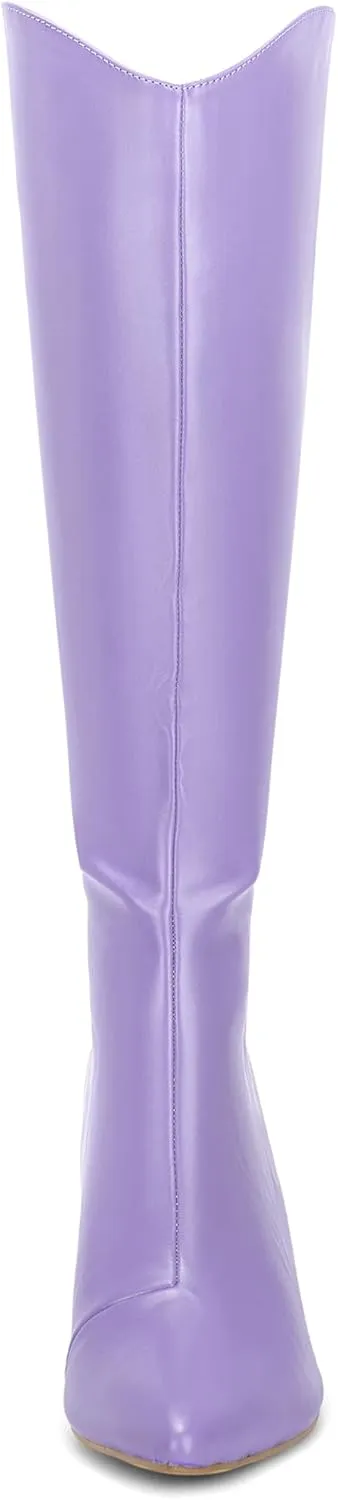 Allegra K Women's Pointed Toe Stiletto Heel Knee High Boots