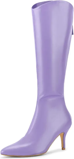 Allegra K Women's Pointed Toe Stiletto Heel Knee High Boots