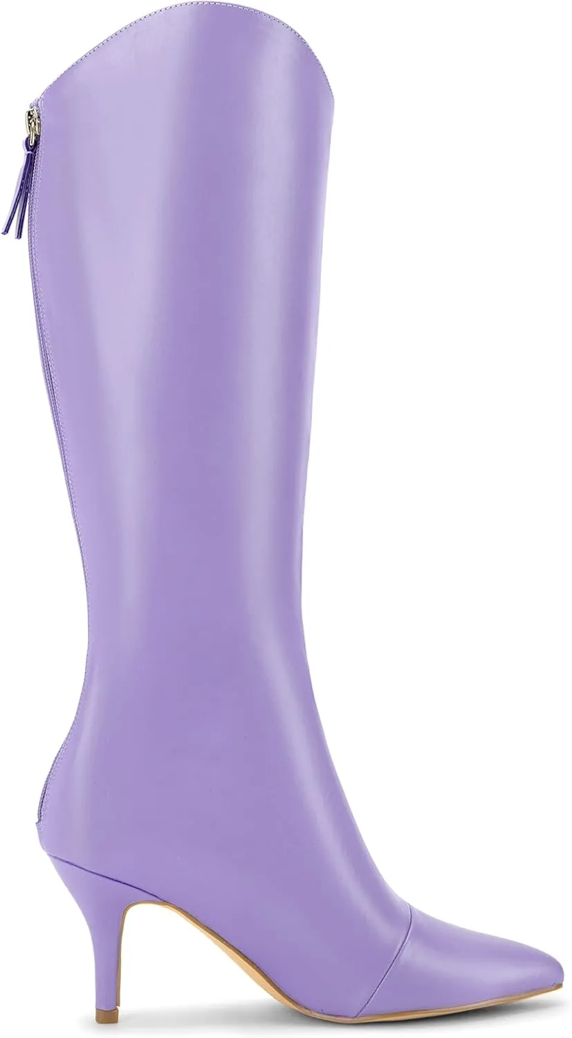 Allegra K Women's Pointed Toe Stiletto Heel Knee High Boots