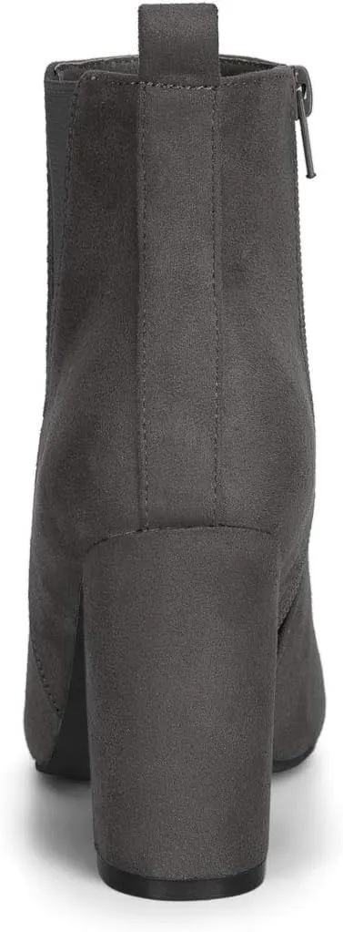 Allegra K Women's Pointed Toe Zipper Block Heel Ankle Chelsea Boots