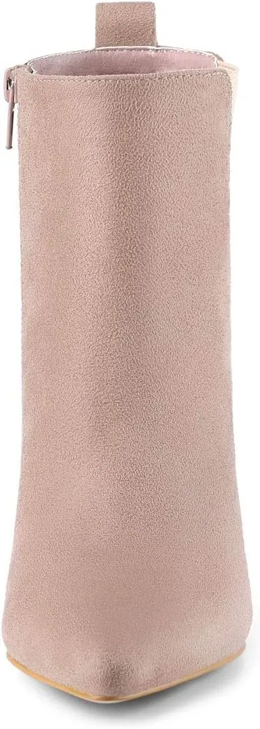 Allegra K Women's Pointed Toe Zipper Block Heel Ankle Chelsea Boots