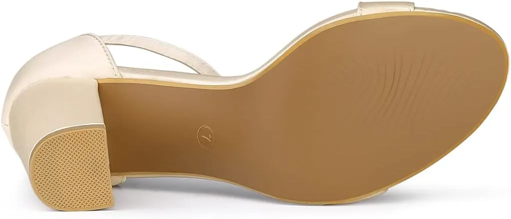 Allegra K Women's Satin Open Toe Ankle Strap Chunky Heels Sandals