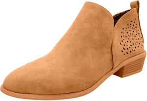 AMDBEL Booties for Women Dressy 2024 Ankle Booties Low Heel Short Boots Chelsea Boots Hollow Out Pointd Toe Fall Winter Shoes