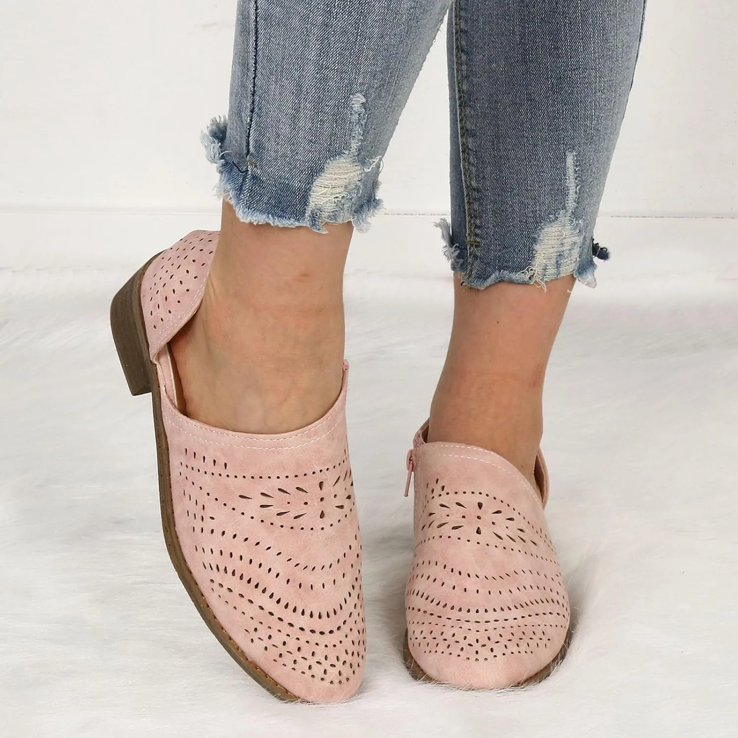 AMDBEL Booties for Women Dressy 2024 Ankle Boots Casual V Cut Slip On Low Heel Short Side Fall Winter Bootie Shoes