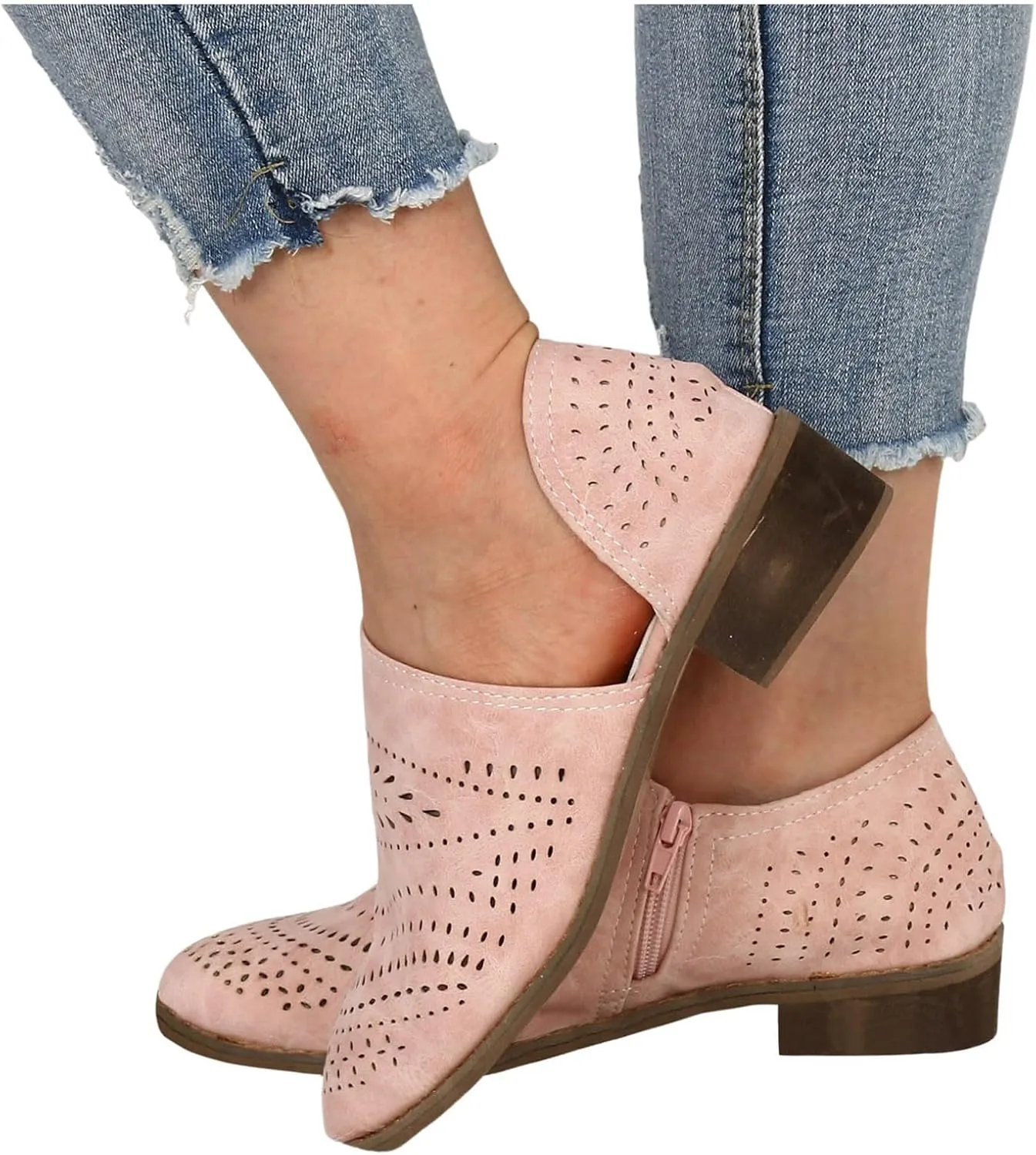 AMDBEL Booties for Women Dressy 2024 Ankle Boots Casual V Cut Slip On Low Heel Short Side Fall Winter Bootie Shoes
