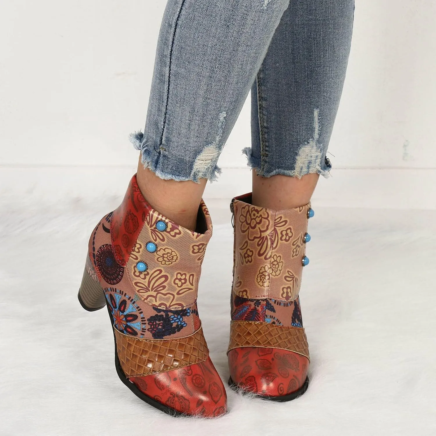 AMDBEL Booties for Women Dressy 2024 Ankle Boots Chunky High Heel Booties Fashionable Short Boots Winter Shoes