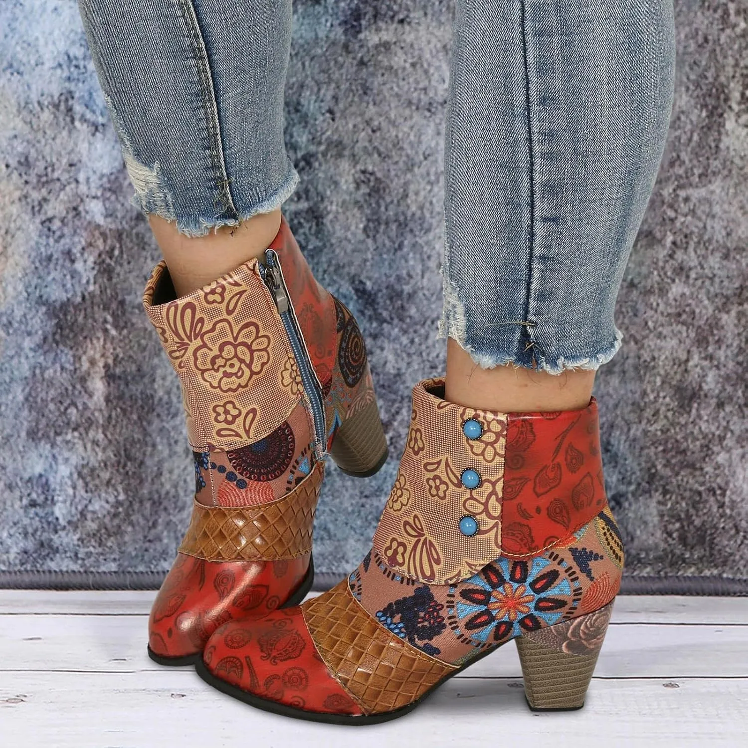 AMDBEL Booties for Women Dressy 2024 Ankle Boots Chunky High Heel Booties Fashionable Short Boots Winter Shoes