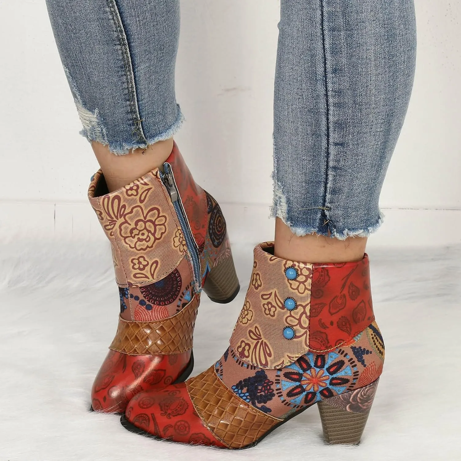 AMDBEL Booties for Women Dressy 2024 Ankle Boots Chunky High Heel Booties Fashionable Short Boots Winter Shoes