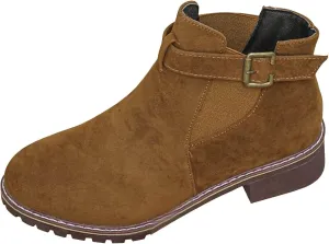 AMDBEL Booties for Women Dressy 2024 Ankle Boots Low Thick Heel Comfortable Round Toe Suede Short Boots Winter Shoes
