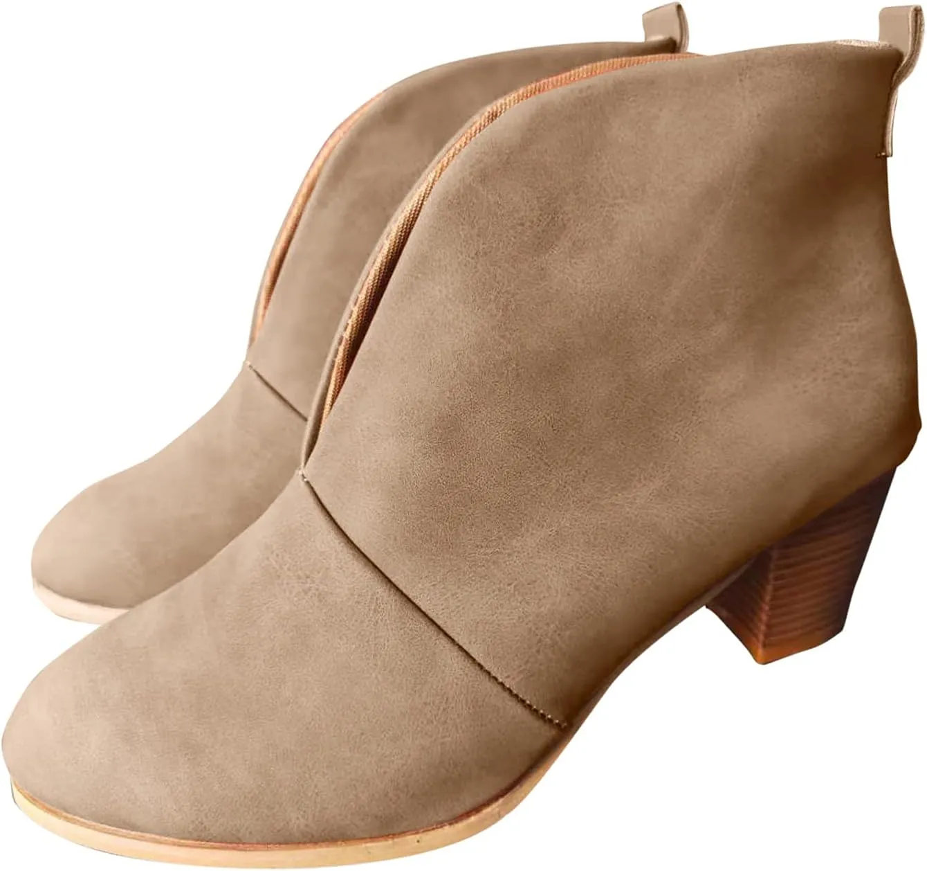 AMDBEL Fall Boots for Women 2024, Women's Ankle Boots Low Heel Closed Toe Western Booties Cutout Short Boots Winter Shoes
