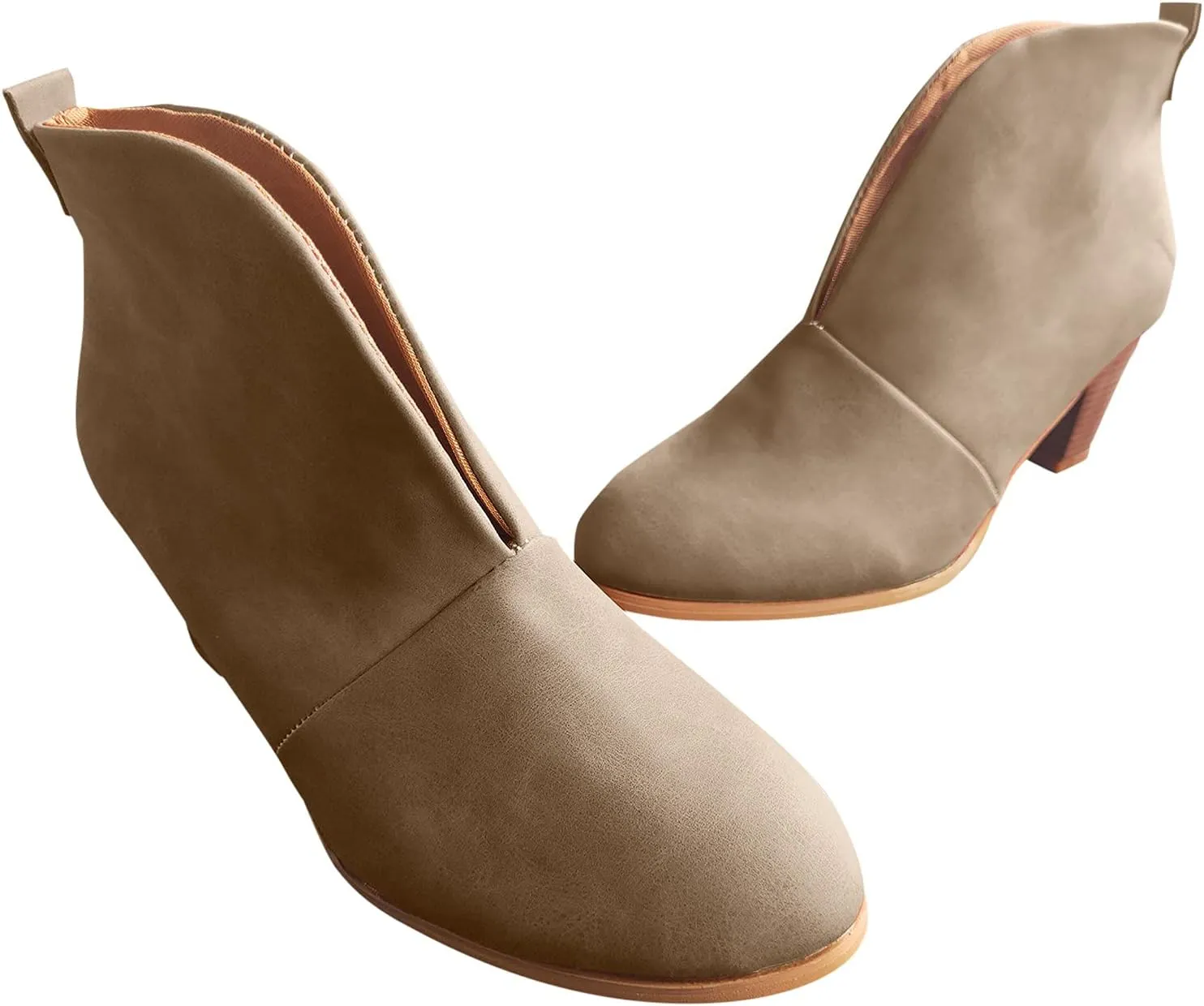 AMDBEL Fall Boots for Women 2024, Women's Ankle Boots Low Heel Closed Toe Western Booties Cutout Short Boots Winter Shoes