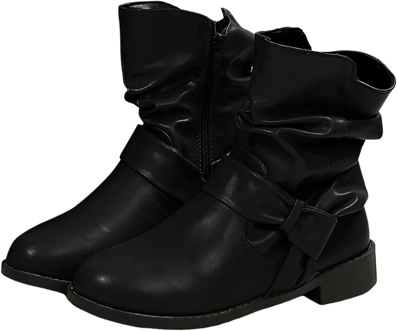 AMDBEL Mid Calf Boots for Women Low Heel Fall Boots for Women 2024 Comfortable Zipper Ankle Boots Fashion Booties Shoes